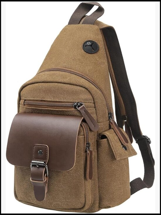 Handbags - Canvas Convertible Sling Backpack Crossbody Chest Bag Vintage Travel Daypack